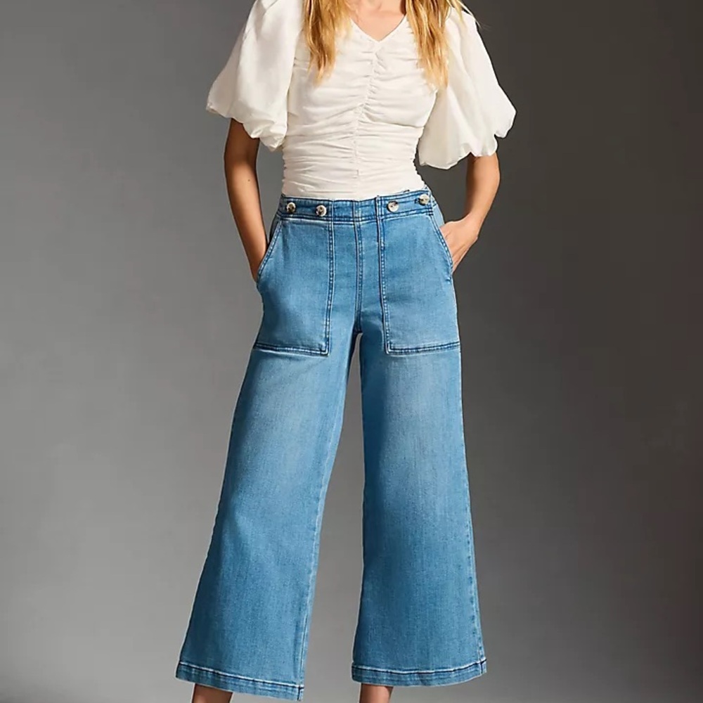 The Kit Cropped High-rise Wide-Leg Utility Denim Trouser by Pilcro - Picture 11 of 13